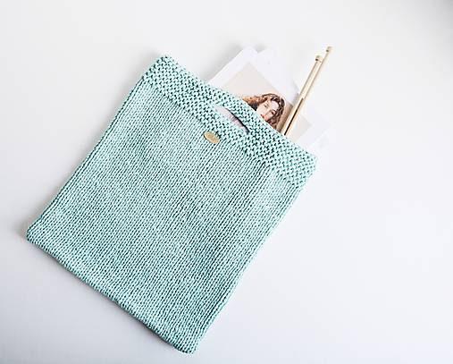 Veľké tašky - Pletená štýlová taška do ruky (mint) - 11856488_