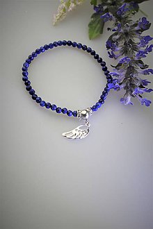 Náramky - anjelské krídlo striebro - lapis lazuli náramok "šťastia" - 11860126_