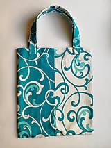 Nákupné tašky - Bavlnená taška na nákup - Biela & Tyrkys - 11861447_
