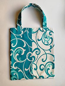 Nákupné tašky - Bavlnená taška na nákup - Biela & Tyrkys - 11861447_