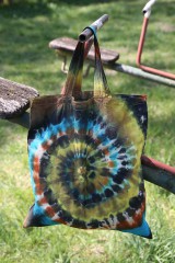 Nákupné tašky - Batikovaná taška s krátkou rúčkou, "farebná špirála" - 11862045_
