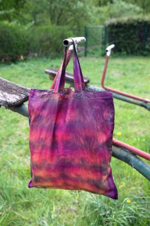 Nákupné tašky - Batikovaná taška s krátkou rúčkou, "zemské vrstvy" - 11862135_