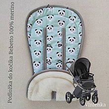 Detský textil - Vlnienka podložka do kočíka Bebetto 3 v 1 100% WOOL Seat Liner 100% bavlna Panda mentolová - 11872344_