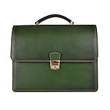 Pánske tašky - Luxusná kožená aktovka, ručne tieňovaná, tmavo zelená farba - 11870095_