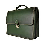 Pánske tašky - Luxusná kožená aktovka, ručne tieňovaná, tmavo zelená farba - 11870098_