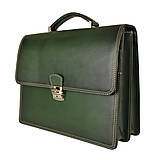 Pánske tašky - Luxusná kožená aktovka, ručne tieňovaná, tmavo zelená farba - 11870099_