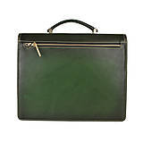 Pánske tašky - Luxusná kožená aktovka, ručne tieňovaná, tmavo zelená farba - 11870102_