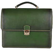 Pánske tašky - Luxusná kožená aktovka, ručne tieňovaná, tmavo zelená farba - 11870094_