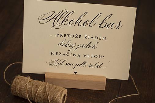 Papiernictvo - Informačná kartička krémová - Alkohol bar - 11871429_