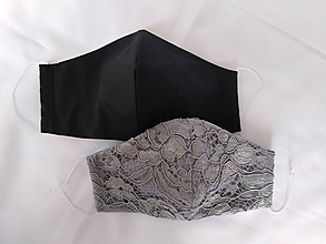 Rúška - Dizajnové rúška pár šedé svadobné/spoločenské tvarované - 11875272_