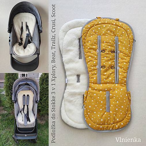 Detský textil - VLNIENKA Vložka 3 v1 do STOKKE  Xplory / Trailz / Crusi / Beat / Scoot 100% ovčie rúno MERINO ELEGANT Hviezdička Mustard - 11876707_