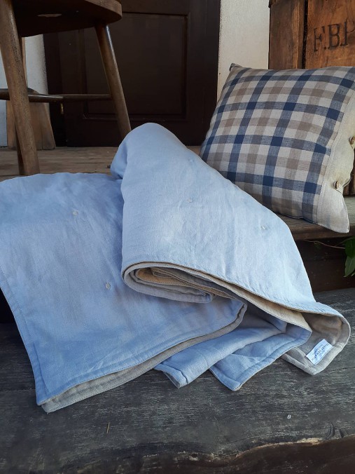 Úžitkový textil - Ľanová prikrývka Lazy Daisy - 11877523_