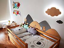 Detské doplnky - Drevená zástena za posteľ kopce, šírka cca 200 cm - 11881987_