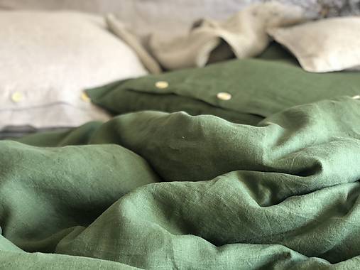  - Ľanové posteľné obliečky (140x200 cm 70x90cm - Zelená) - 11880904_