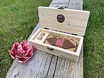 Pánske doplnky - SET - drevený motýlik Combo + manžetové gombíky (s kartónovou krabičkou) - 11885408_