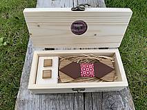 Pánske doplnky - SET - drevený motýlik Combo + manžetové gombíky (s kartónovou krabičkou) - 11885410_