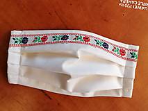 Rúška - Letné rúška 1 vrstvové s drôtikom _ biele folklor kvietky - 11885311_