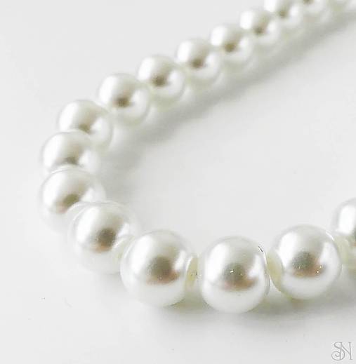  - Sklenené voskované perly biele 8 mm - 10 ks - 11885045_
