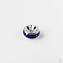 Komponenty - Kovové rondelky s modrými zirkónmi 6 mm - 11884426_