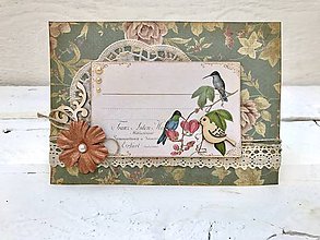 Papiernictvo - Vintage pohľadnica s vtáčikmi - 11890995_