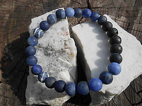 Pánske šperky - blue harmony-sodalit-onyx-láva náramok - 11896553_