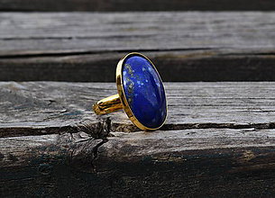 Prstene - Prsteň Lapis Lazuli z pozláteného striebra - 11893019_
