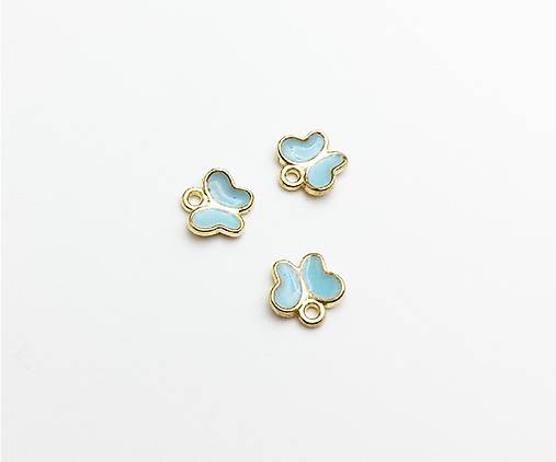 Komponenty - Prívesok motýľ, 8 x 8 mm, 1 ks (tyrkysový) - 11898059_