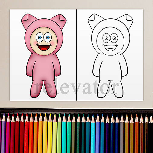 Hračky - Dieťa v kostýme - omaľovánka (prasiatko) - 11901941_