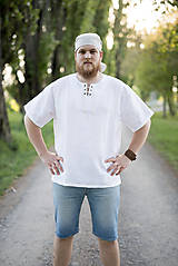 Pánske oblečenie - Výletná košeľa s viazaním biela alebo prírodná - 11904440_