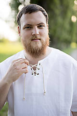Pánske oblečenie - Výletná košeľa s viazaním biela alebo prírodná - 11904441_