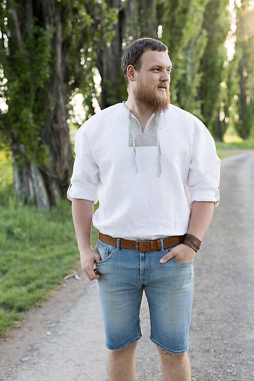 Pánske oblečenie - Ľanová košuľka Svetislav - 11904423_