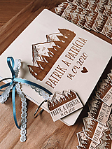 Svadobná kniha hostí, drevený fotoalbum -  Hory