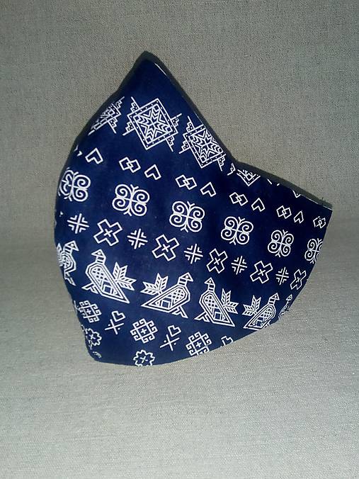  - Textilné rúška "ČIČMANY" kusovka (Modré rúško) - 11903081_