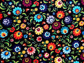 Textil - ČIERNY FOLK - teplákovina - 11906401_