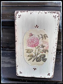 Dekorácie - Vidiecky kvetinový obrázok biely s ružou - 11910441_