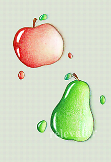 Kresby - Kvapôčky - nemiešať jablká s hruškami (kresba + grafická úprava) - 11913985_