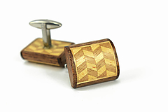 Manžetové gombíky drevená mozaika - exotické drevo, nerez