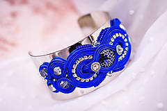 Sady šperkov - Soutache modrý set náušnice a náramok - 11916470_