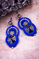 Sady šperkov - Soutache modrý set náušnice a náramok - 11916479_