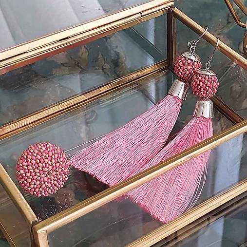 Sady šperkov - {LETO 2020} PIVONKY ružový letný set, náušnice a prsteň - 11916796_