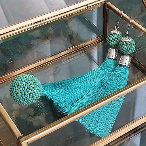 Sady šperkov - {LETO 2020} LAGÚNA tyrkysový letný set, náušnice a prsteň - 11916942_