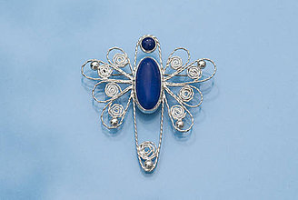 Brošne - Filigránový modráčik s lapisom lazuli - 11918043_