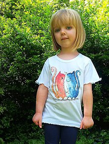 Detské oblečenie - Detské tričko s ilustráciou - mačky - 11918540_