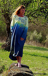 Šaty - Dámske šaty maxi, oversize, šité, maľované, batikované, etno ČAKANKY - 11919232_