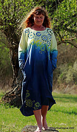 Šaty - Dámske šaty maxi, oversize, šité, maľované, batikované, etno ČAKANKY - 11919233_