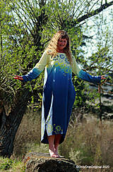 Šaty - Dámske šaty maxi, oversize, šité, maľované, batikované, etno ČAKANKY - 11919261_