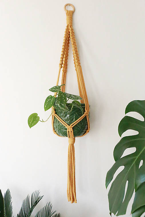 Dekorácie - Makramé držiak na kvetináč // Púpava - 11921693_