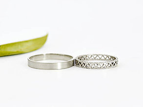 Prstene - 585/1000 zlaté snubné prstene , svadobné obrúčky (biele zlato) - 11924446_