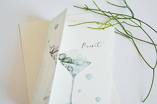 Papiernictvo - Pánsky gratulačný pozdrav - "kokteil/drink" (Mint) - 11925201_