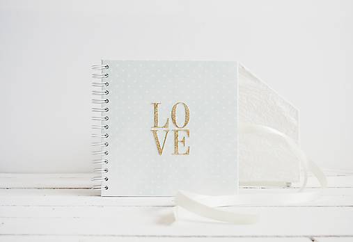 Papiernictvo - Svadobná kniha hostí - LOVE 20x20 (Mint) - 11926326_
